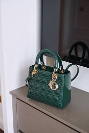 Dior lady patent 24cm green bag - 3