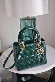 Dior lady patent 24cm green bag - 2