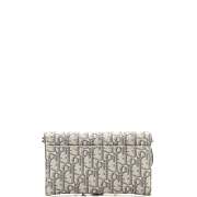 Dior Gray Oblique Canvas Saddle Wallet on Chain Bag - 5