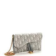 Dior Gray Oblique Canvas Saddle Wallet on Chain Bag - 2