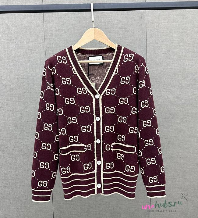 Gucci GG jacquard wool bouclé cardigan - 1