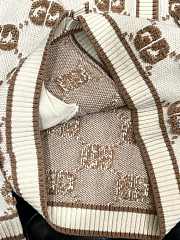 Gucci GG Jacquard Wool Cardigan in Beige - 5