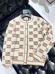 Gucci GG Jacquard Wool Cardigan in Beige - 6