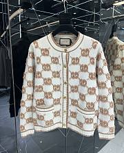 Gucci GG Jacquard Wool Cardigan in Beige - 1