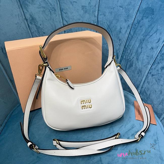 Miu Miu white leather small hobo bag - 1