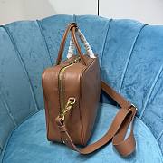 Miu Miu logo embossed brown leather tote bag - 3