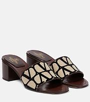 Valentino Toile Iconographe leather-trimmed mules - 6