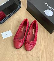 Chanel tweed red ballet flats - 1