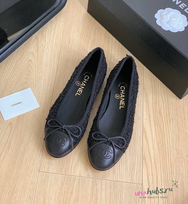 Chanel tweed black ballet flats - 1