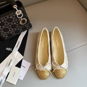 Chanel yellow white ballet flats