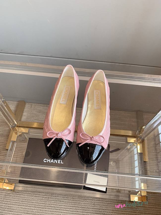 Chanel pink black ballet flats - 1