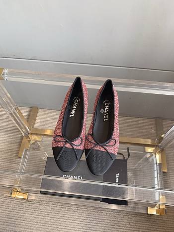 Chanel red tweed ballet flats