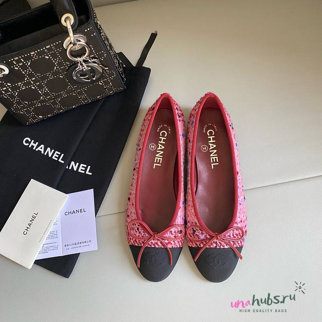 Chanel red tweed ballet flats 02 - 1