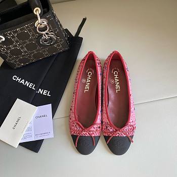 Chanel red tweed ballet flats 02