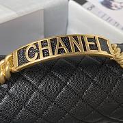 Chanel Boy Black Grained Shiny Calfskin Gold Handle Bag - 6