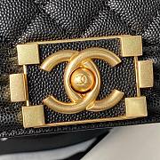 Chanel Boy Black Grained Shiny Calfskin Gold Handle Bag - 2