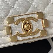 Chanel Boy White Grained Shiny Calfskin Gold Handle Bag - 6