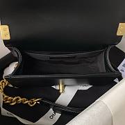 Chanel Boy Black Grained Shiny Calfskin Gold Handle Bag 20cm - 6