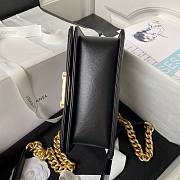 Chanel Boy Black Grained Shiny Calfskin Gold Handle Bag 20cm - 4