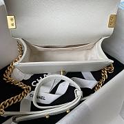 Chanel Boy White Grained Shiny Calfskin Gold Handle Bag 20cm - 3