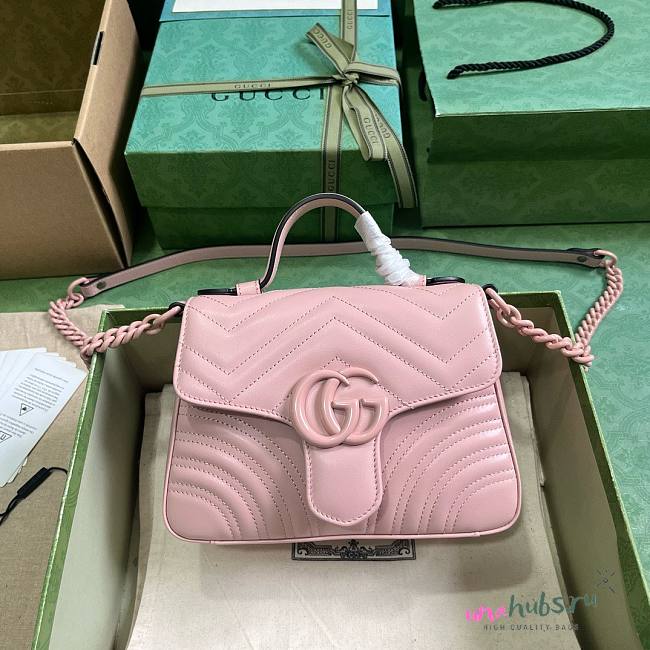 Gucci GG Marmont Matelassé Shoulder Pink Bag - 1