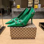 Balenciaga green buckled heels / mules - 4