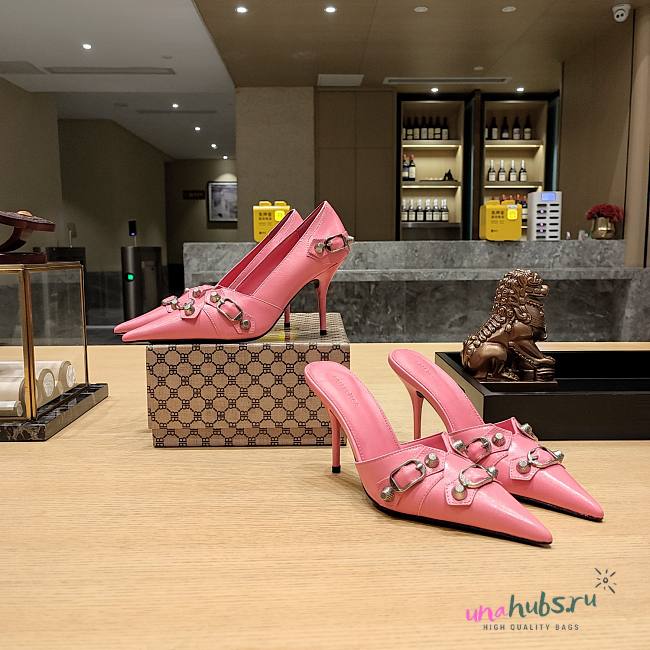 Balenciaga hot pink buckled heels / mules - 1