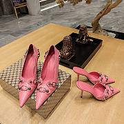 Balenciaga hot pink buckled heels / mules - 2