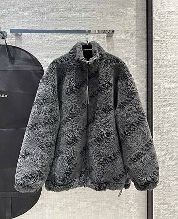 Balenciaga gray fur jacket 