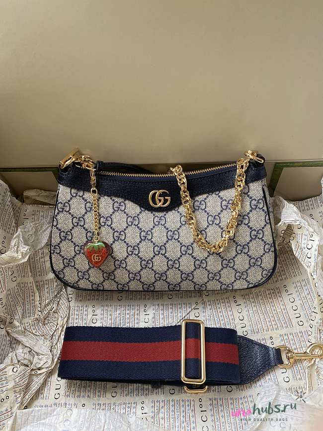 Gucci Ophidia GG small blue monogram bag - 1