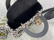 Dior Lady Black Fabric Beadwork Bag - 5