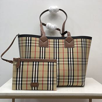 Burberry brown check tote handbag
