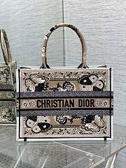 Dior Medium Book Tote Beige Multicolor Butterfly Embroidery Bag - 1