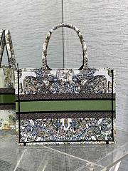 Dior Medium Book Tote Green Multicolor Butterfly Embroidery Bag - 4