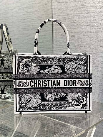 Dior Medium Book Tote Black Multicolor Butterfly Embroidery Bag