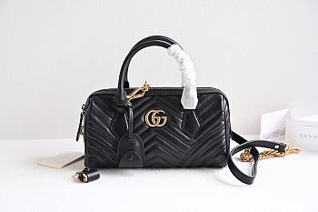 Gucci GG Matelassé small leather duffle black bag