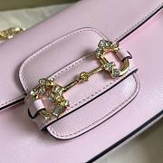 Gucci Horsebit 1955 small pink crystal hardware shoulder bag  - 4