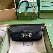 Gucci Horsebit 1955 small black crystal hardware shoulder bag - 1