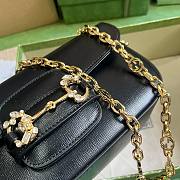 Gucci Horsebit 1955 small black crystal hardware shoulder bag - 5