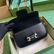 Gucci Horsebit 1955 small black crystal hardware shoulder bag - 4