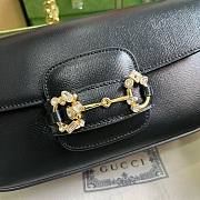 Gucci Horsebit 1955 small black crystal hardware shoulder bag - 3