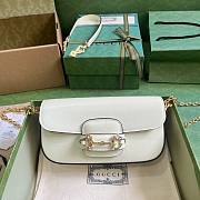 Gucci Horsebit 1955 small white crystal hardware shoulder bag - 1