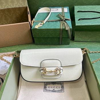 Gucci Horsebit 1955 small white crystal hardware shoulder bag