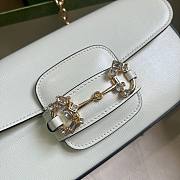 Gucci Horsebit 1955 small white crystal hardware shoulder bag - 5