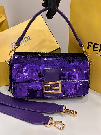 Fendi Baguette Medium Purple Sequined Bag