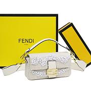 Fendi Baguette White Beaded Bag  - 2