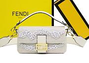 Fendi Baguette White Beaded Bag  - 1