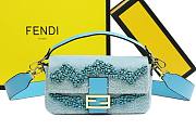 Fendi Baguette Blue Beaded Bag - 1