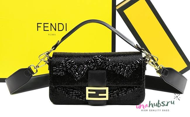 Fendi Baguette Black Beaded Bag - 1