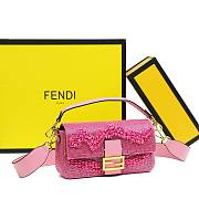 Fendi Baguette Pink Beaded Bag - 4